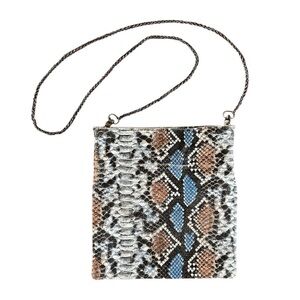 Free People | Women’s Multicolor Snake Print Cow Leather Crossbody‎ Bag Purse OS